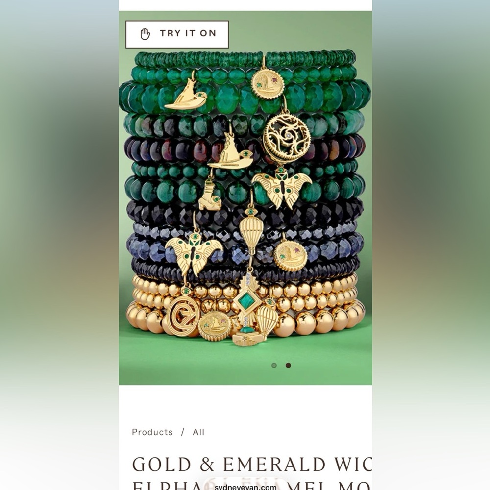 Sydney Evan Elphaba Moth Beaded Bracelet w emerald. Retail $950 sold out Wicked